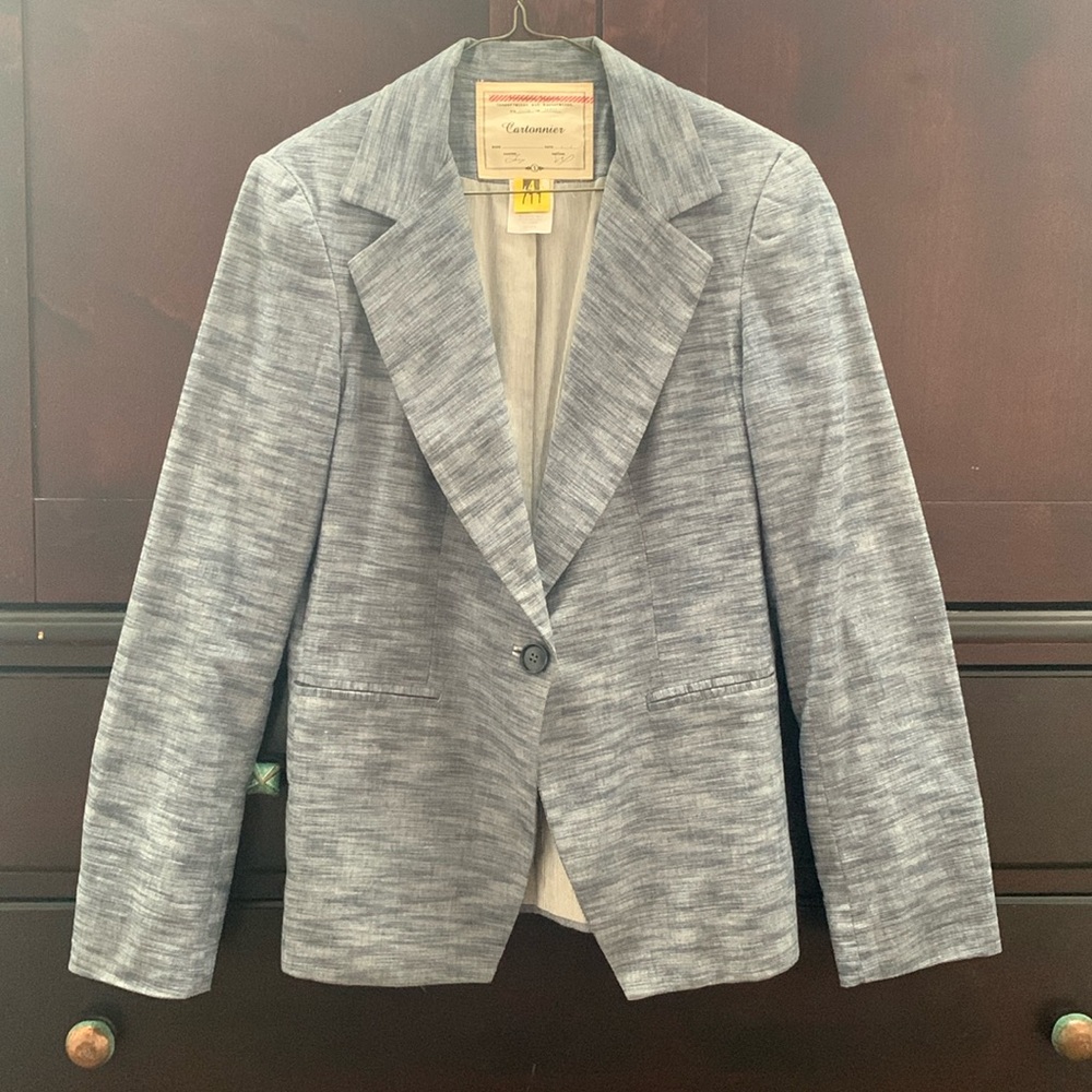anthro x Cartonnier chambray single button blazer